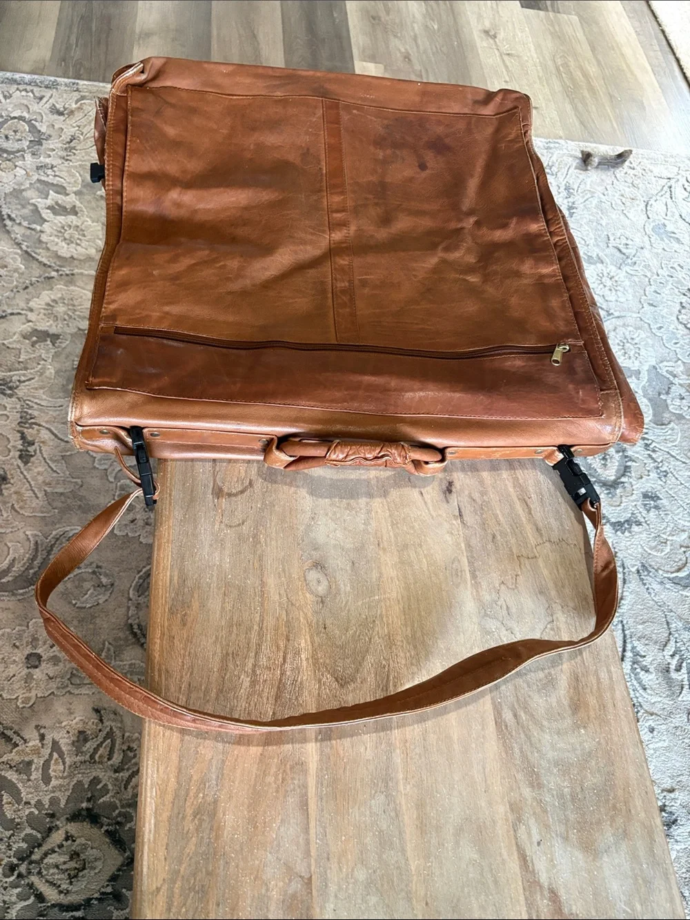 Leather Garment Bag - Brown Travel Organizer